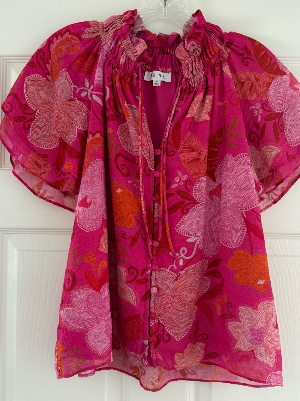 Bright Pink Floral Blouse